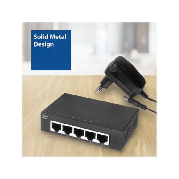 ACT nätverksswitch - 5 portar - Gigabit Ethernet - metallisk design