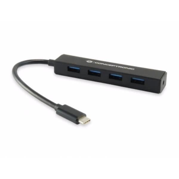 Koncentrator (hub) - CONCEPTRONIC - Tipo-c A 4 USB 3.1-portar - Svart - Överensstämmer med Usb3.0-standarden