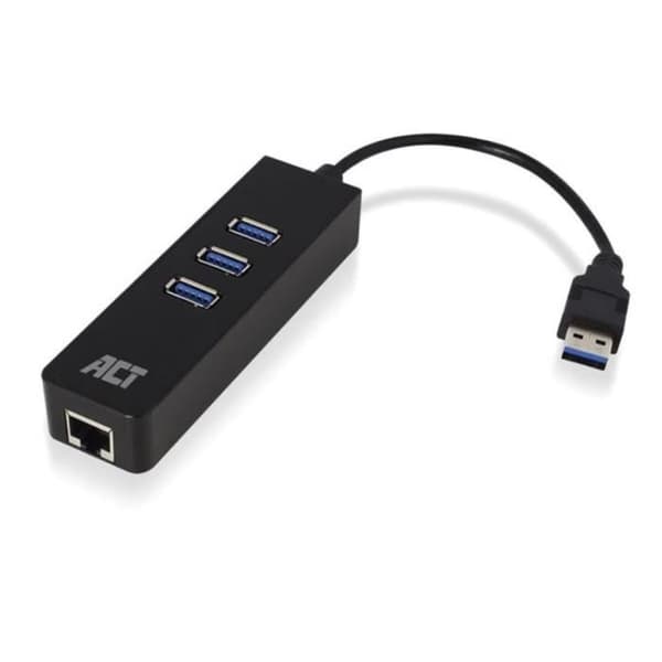 ACT 3-ports USB 3.2 Gen1 Hub med Gigabit nätverksport