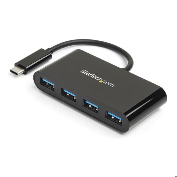 USB-C-hub - STARTECH.COM - 4 portar - Bussmatad - USB 3.0 - Svart