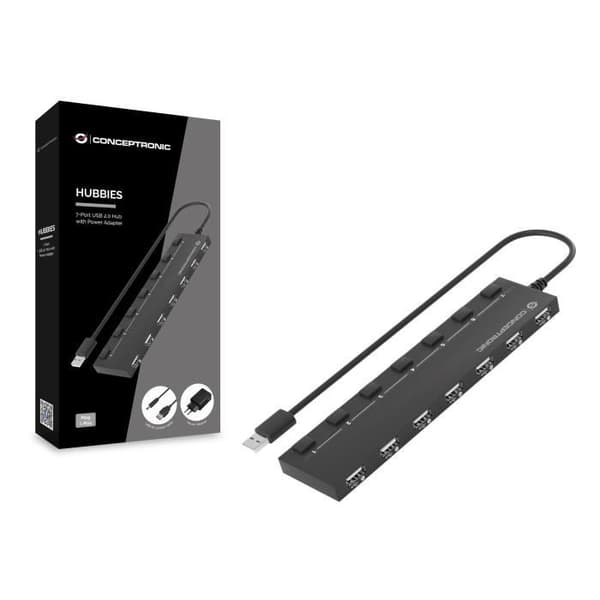 CONCEPTRONIC HUBBIES08BP HUB & HUB USB 2.0 480 MBIT-S SVART