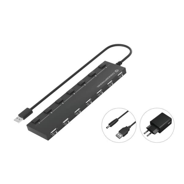 CONCEPTRONIC HUBBIES08BP HUB &amp; HUB USB 2.0 480 MBIT-S SVART