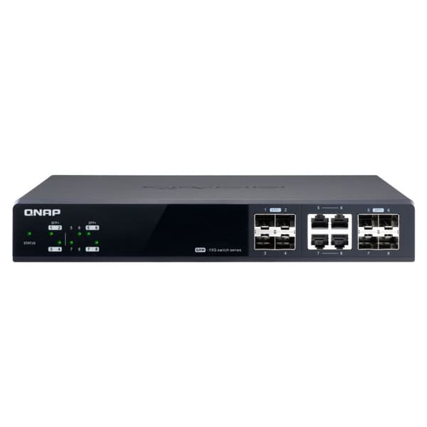 QNAP QSW-M804-4C Managed Switch 8P QSW-M804-4C Managed Switch 8 portar med 10GbE porthastighet 4 SFP+ port 4 SFP+/ NBASE-T port Svart