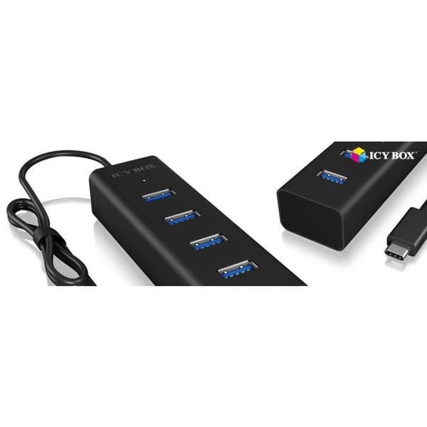 Koncentrator (hub) - RAIDSONIC - ICY BOX IB-Hub1409-C3 - 4 portar - USB 3.0 - Drivs av USB