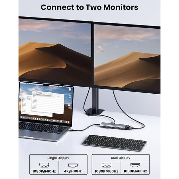 HUB USB-C - Ugreen - 10en1 - Snabbladdning 100W - 4K HDMI - 10 portar