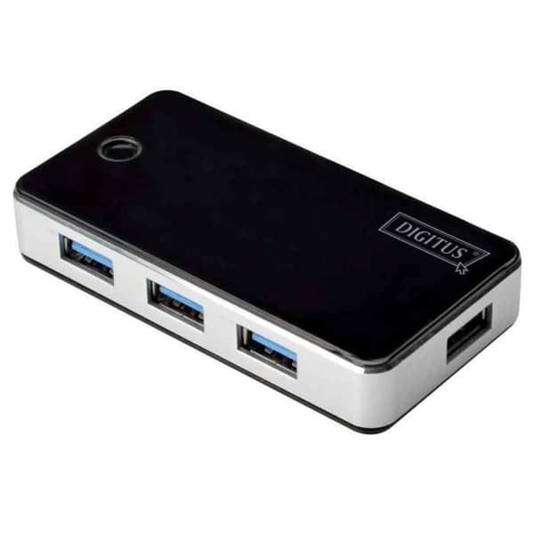 USB 3.0-hubb - DIGITUS - 4 portar - Svart - Strömförsörjning - Överspänningsskydd