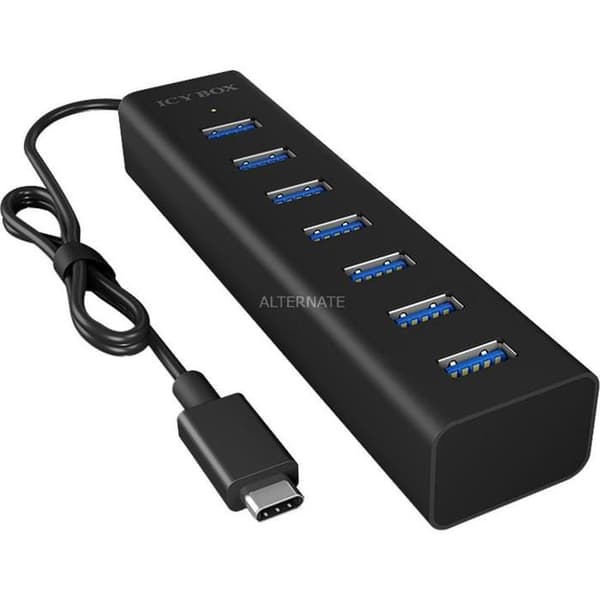USB-hubb - RaidSonic - IB-HUB1700-C3 - 7 portar - SuperSpeed - Svart