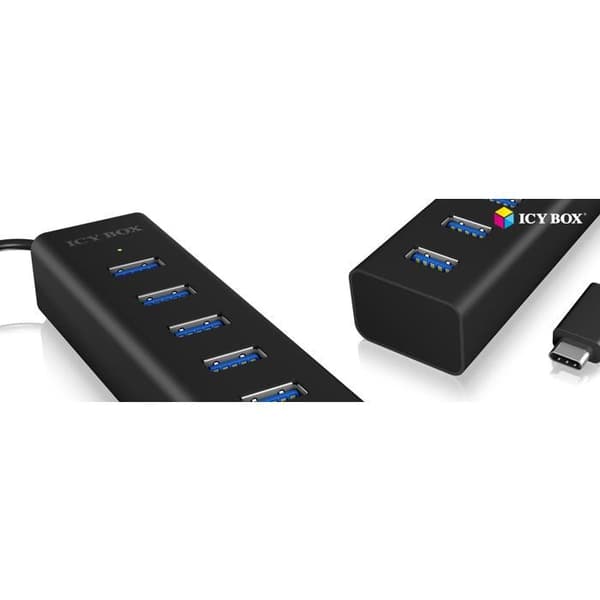 USB-hubb - RaidSonic - IB-HUB1700-C3 - 7 portar - SuperSpeed - Svart