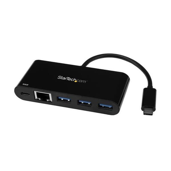 USB-C till Gigabit Ethernet-adapter - STARTECH - USB 3.0-hubb - 3 USB-A-portar - Power Delivery 2.0 - Svart