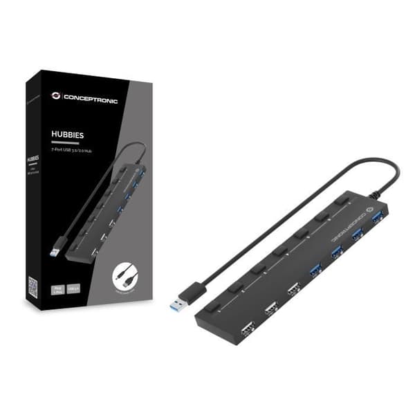 CONCEPTRONIC HUBBIES09B USB HUB & HUB TYPE-A 5000 MBIT-S SVART