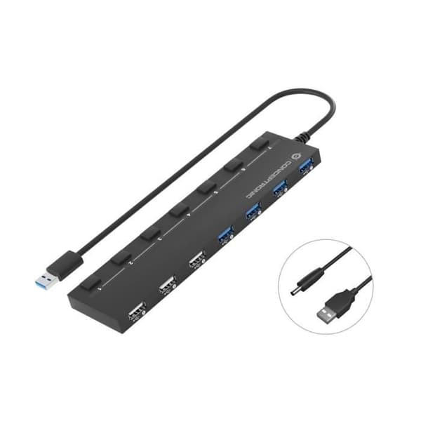 CONCEPTRONIC HUBBIES09B USB HUB & HUB TYPE-A 5000 MBIT-S SVART