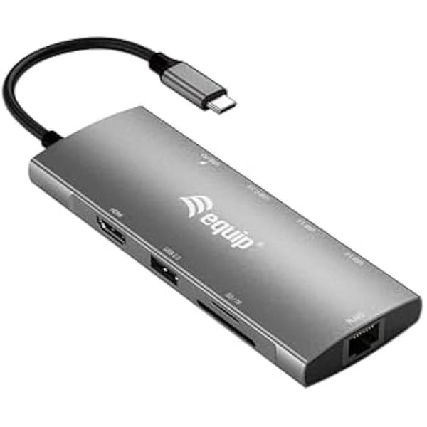 9 i 1 USB-C multifunktionsadapter - EQUIP - 133490 - HDMI 4K/60Hz - Gigabit LAN - Aluminium