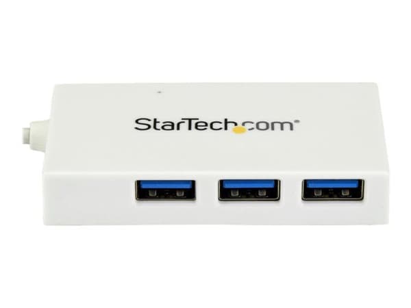 Hub USB-C - STARTECH - 4 portar USB 3.0 - 1x USB-C 3x USB-A - Bussmatad - Vit