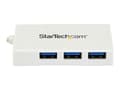 Miniatyrbild 3 av 4: Hub USB-C - STARTECH - 4 portar USB 3.0 - 1x USB-C 3x USB-A - Bussmatad - Vit