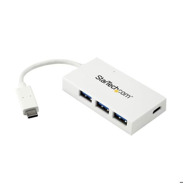 Hub USB-C - STARTECH - 4 portar USB 3.0 - 1x USB-C 3x USB-A - Bussmatad - Vit