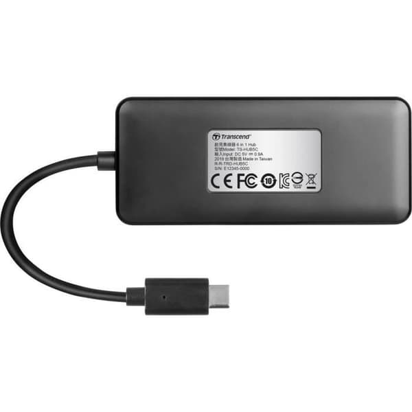 TRANSCEND HUB5C 6-i-1 USB Type-C Hub - 2 x USB 3.1 Gen 1 + 1 x USB 3.1 Gen 2 + 1 x USB-C