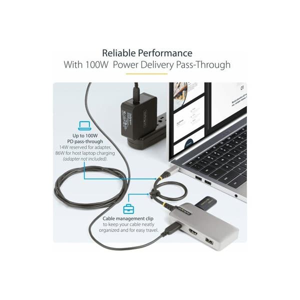 Multiport USB-C-adapter - STARTECH - 104B-USBC-MULTIPORT - HDMI 4K 60Hz - 3 USB-portar - 100W strömförsörjning