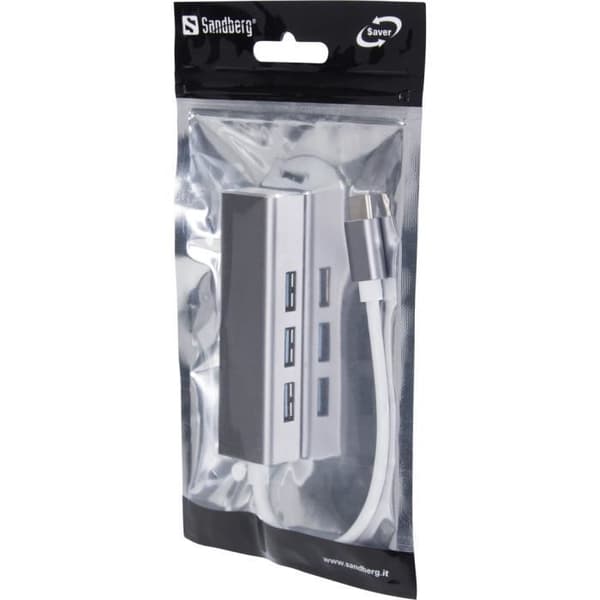Hub USB - Sandberg - 336-20 - 4 portar USB 3.2 Gen 1 - Aluminium - USB-C