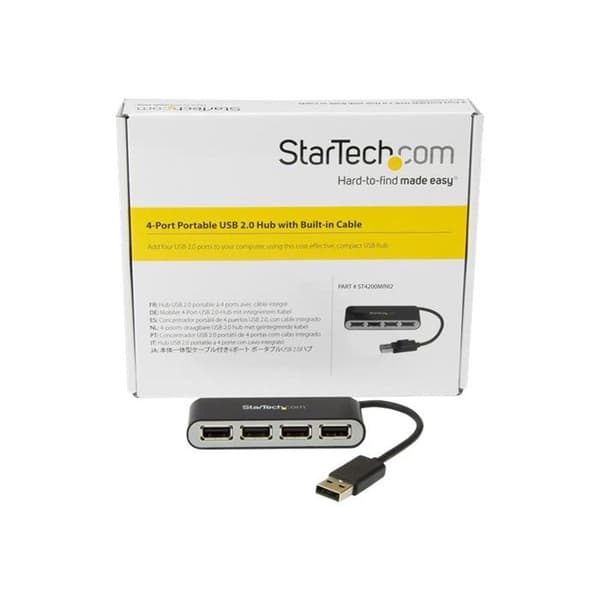 USB 2.0-hubb - STARTECH.COM - ST4200MINI2 - 4 portar - Integrerad kabel - Kompakt och lätt