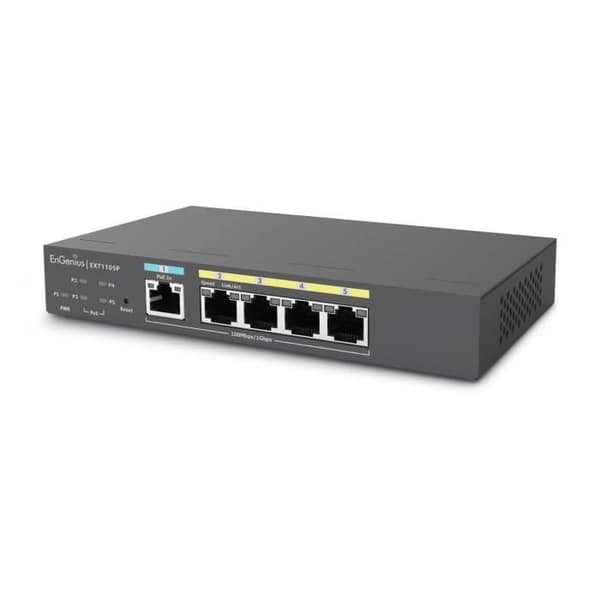 EnGenius EXT1105P Switch L2 Gigabit Ethernet 5-Port PoE Cloud Svart