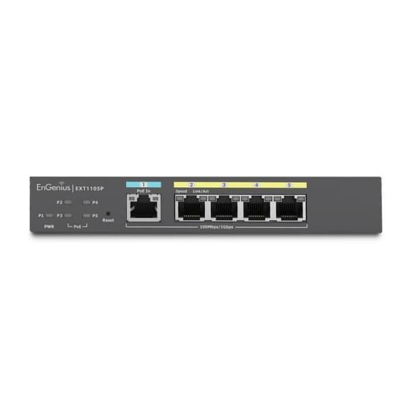 EnGenius EXT1105P Switch L2 Gigabit Ethernet 5-Port PoE Cloud Svart