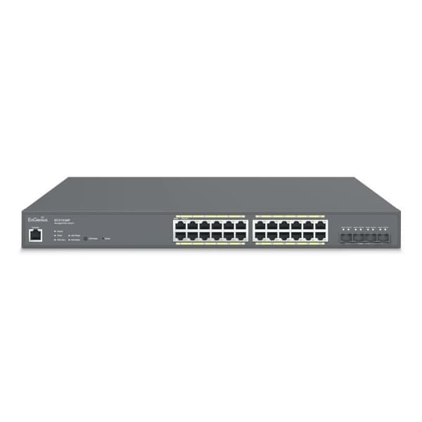 EnGenius Switch med 24 Gigabit Ethernet PoE portar, L2+ Hanterad Grå