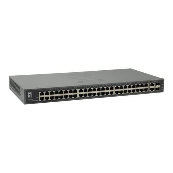 Ohanterad switch - LevelOne - FGU-5021 - 48 x 10/100 - 2 x SFP Gigabit - Rackmonterbar Grå