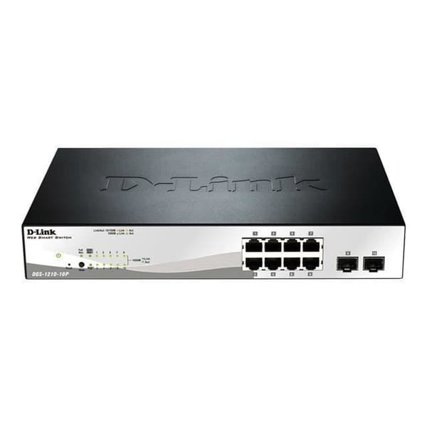 D-LINK Switch Smart+ 8 portar - DGS-1210-10P - 10/100/1000 Mbps PoE/PoE+ + 2 SFP-portar- USED