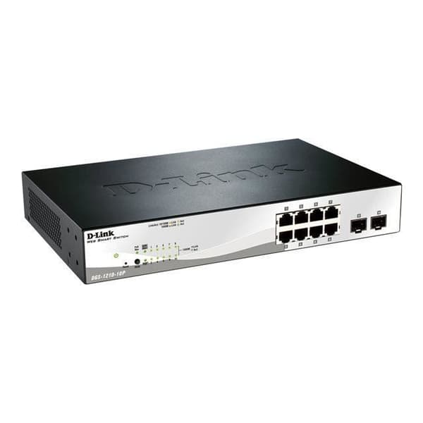 D-LINK Switch Smart+ 8 portar - DGS-1210-10P - 10/100/1000 Mbps PoE/PoE+ + 2 SFP-portar- USED