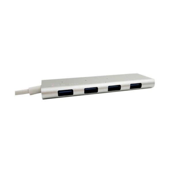 CoolBox COO-HUC4U3 USB-hubb Vit - 4 portar - BC1.2 snabbladdningsstöd - Aluminiumfodral