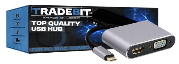 HUB USB-C 3.1 Adapterkonverterare 4k@30Hz HDMI VGA för Windows/Mac/Steam