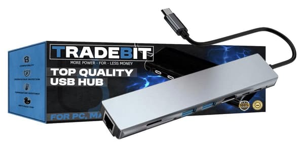 HUB USB-C 8in1 RJ45-adapter 100Mb/s HDMI 4k USB 3.0 för Windows/Mac/Steam