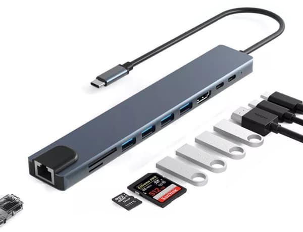 HUB USB-C HDMI 4k USB 3.0 PD Strømforsyning 87W