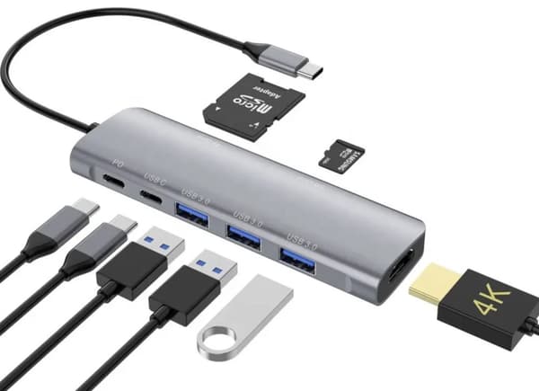 HUB USB-C HDMI 4k USB 3.0 Gen 1 SD PD Strömförsörjning 100W