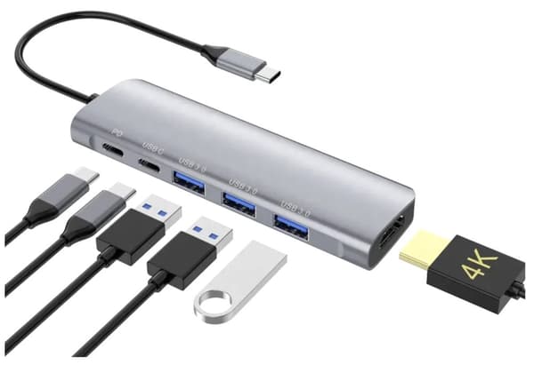 HUB USB-C HDMI 4k USB 3.0 Gen 1 PD Strömförsörjning 100W