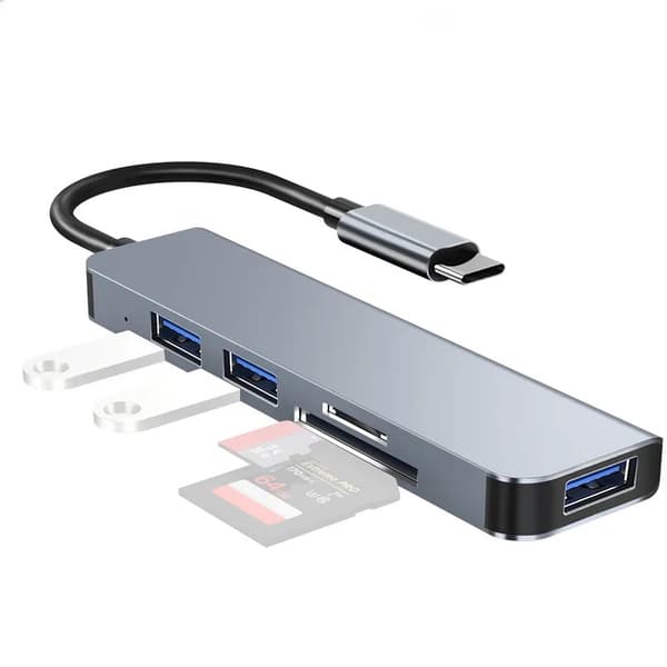 HUB USB-C-ADAPTER USB 3.0 SD Micro SD 5-i-1