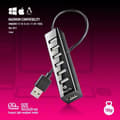 Miniatyrbild 4 av 4: NGS IHUB7 TINY - 7-portars USB 2.0 Hub med 5V-1A strömadapter, universellt kompatibel, "Plug and Play"
