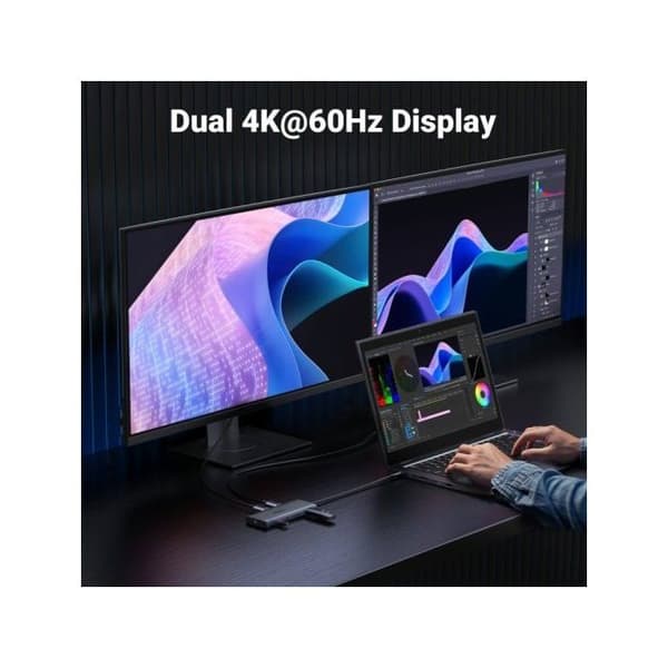Hub Ugreen 10-i-1 USB-C 2HDMI 4K60Hz 2USB-C3.2 USB-A3.2 USB-A3.0 RJ45 SD TF PD100W