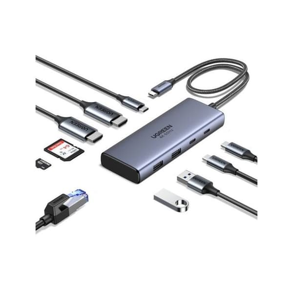 UGREEN Hub 7-IN-1 USB-C till 2*HDMI(4K@60Hz)+2*USB-A3.2+2*USB-C3.2+PD(100W)