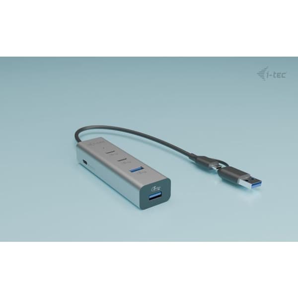 USB-hubb - i-tec - Universell - 4 portar - Power Delivery 85W - Metall Silver