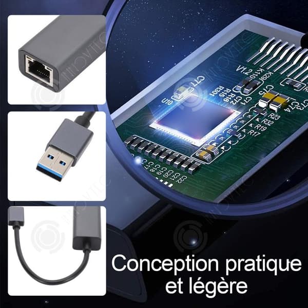 INN USB Ethernet-adapter 10/100/1000 Mbps Ethernetöverföringshastighet USB 3.0 till RJ45 Snabb och stabil överföring Ljus