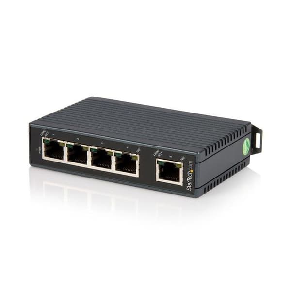 Nätverksbrytare - STARTECH - IES5102 - 5 portar RJ-45 - DIN-skenemontering - Ohanterad