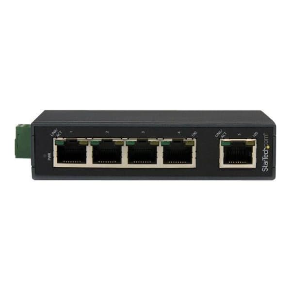 Nätverksbrytare - STARTECH - IES5102 - 5 portar RJ-45 - DIN-skenemontering - Ohanterad