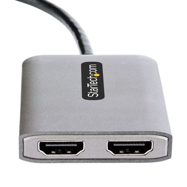 StarTech.com USB-C till Dual HDMI Adapter, MST Multi-Monitor USB Type-C Hub, Dual 4K 60Hz HDMI Display för PC Splitter, HDR, Svart, Grå