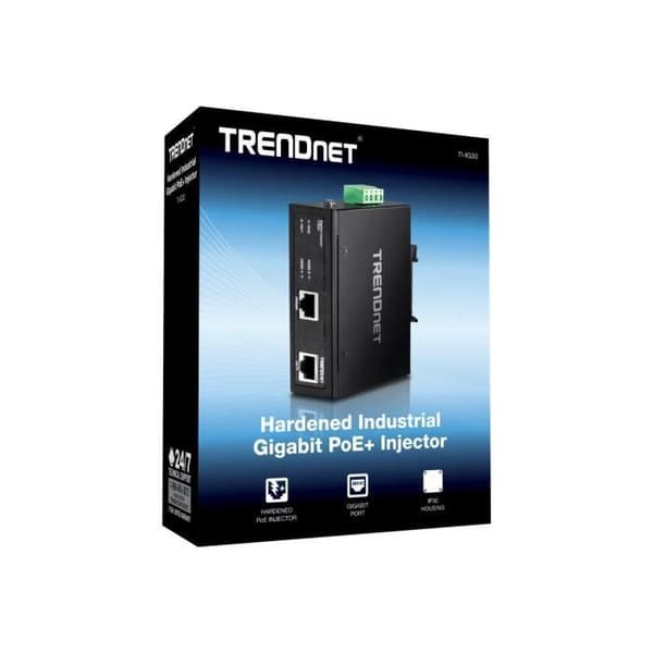 TRENDNET TI-IG30 POE-injektor - 1 10/100/1000Base-T-ingångsport(ar) - 1 10/100/1000Base-T-utgång(ar) - 36 W - Skenmonterbar