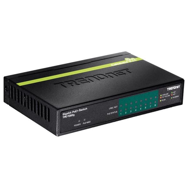 Switch PoE+ - TRENDnet - TPE-TG82G - 8 portar Ethernet - 10/100/1000 Mbps - Gigabit Ethernet