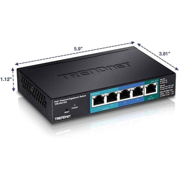 Intelligent switch - TRENDnet - TPE-P521ES - 5 portar - PoE+ - Gigabit Ethernet