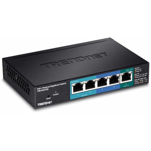Intelligent switch - TRENDnet - TPE-P521ES - 5 portar - PoE+ - Gigabit Ethernet Svart