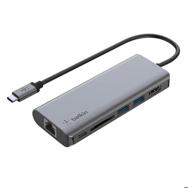 HUB USB-C till HDMI 4K USB Ethernet USB-C Power Delivery 100W Belkin Silver