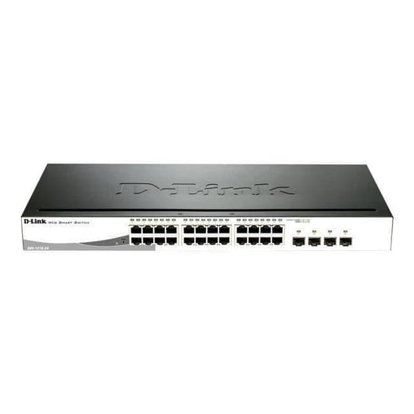 D-LINK 24-portars smart switch - DGS-1210-24P - 10/100/1000 Mbps Svart